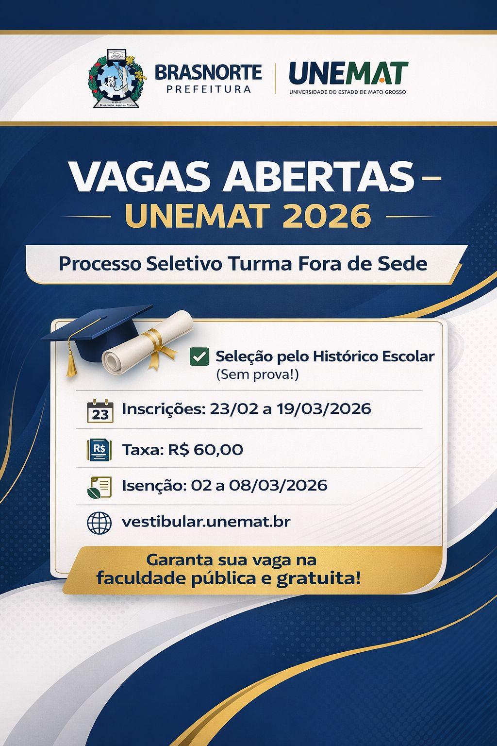 Brasnorte abre 50 vagas para curso de Direito em parceria com a Unemat