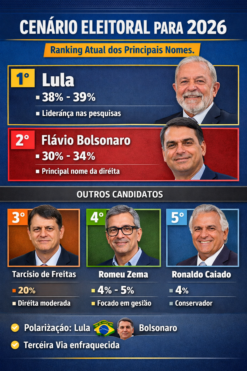 Disputa presidencial de 2026 ganha novos contornos após recuo de Ratinho Júnior