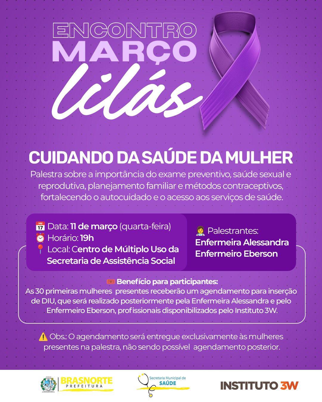 Prefeitura promove palestra do Março Lilás com foco na prevenção do câncer do colo do útero