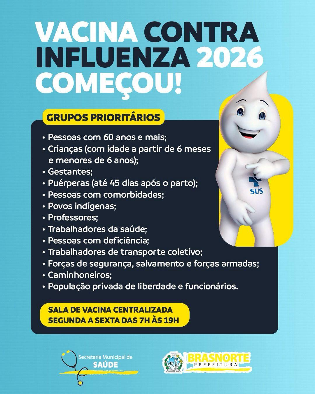 Campanha de vacinação contra a influenza 2026 já está em andamento em Brasnorte