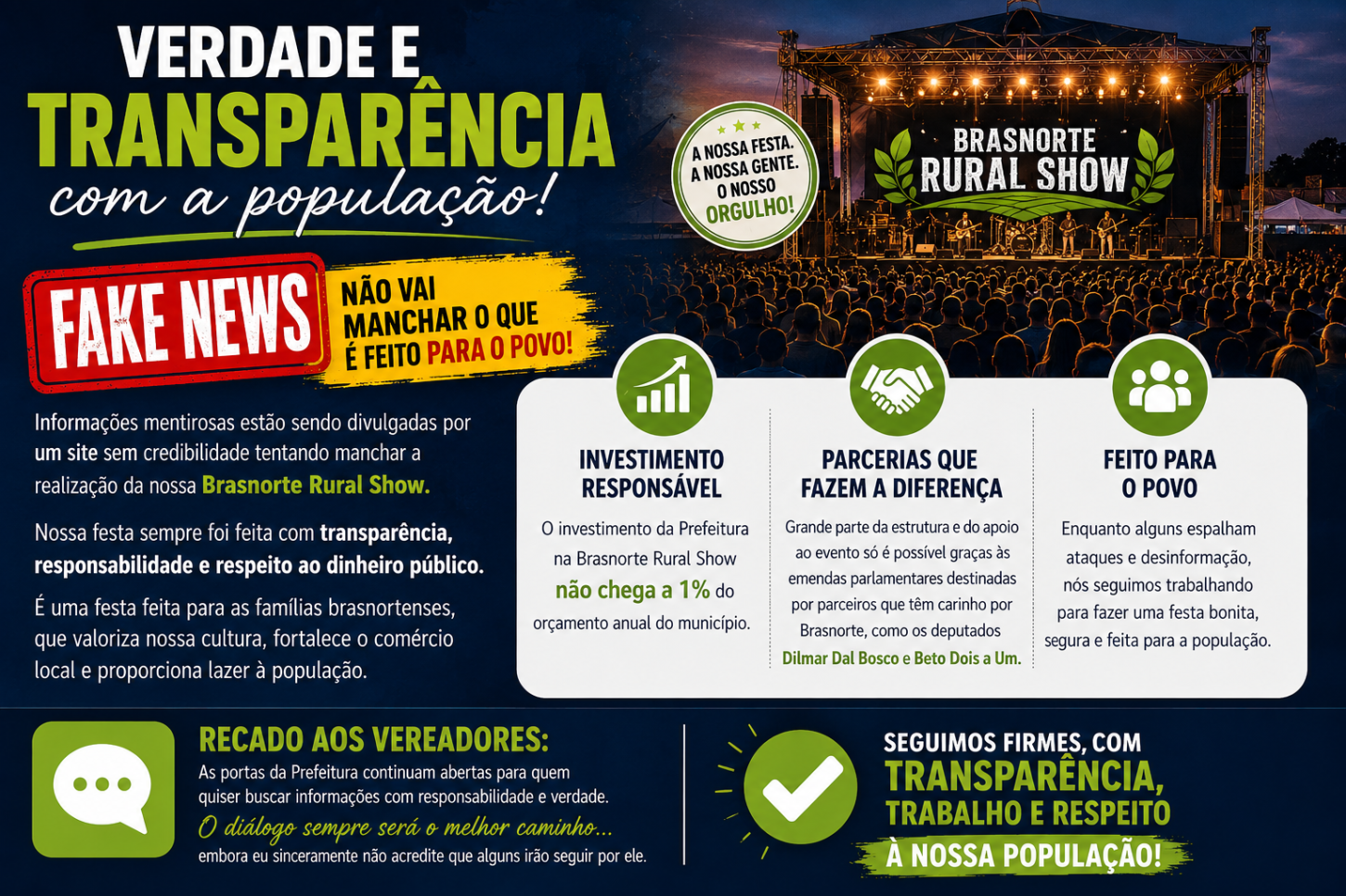 Prefeito rebate críticas e defende realização da Brasnorte Rural Show