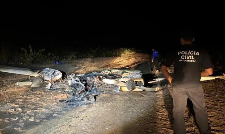 AERONAVE É ENCONTRADA INCENDIADA EM FAZENDA NA ZONA RURAL DE BRASNORTE (MT)