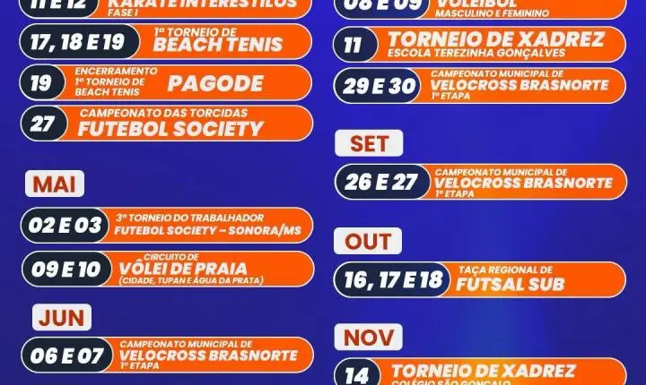 Instituto 3W lança Calendário de Eventos 2026 com foco em esporte e integração em Brasnorte