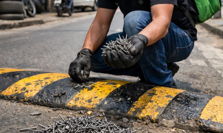 Pregos espalhados em vias preocupam motoristas e levantam suspeitas de ação intencional